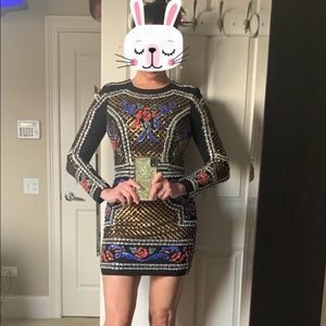 Bebe Black Lavish Sequin Crepe Dress - Size 2